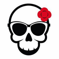Skull, Sunglasses, and Rose Vector Art