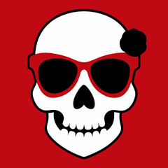 Skull, Sunglasses, and Rose Vector Art