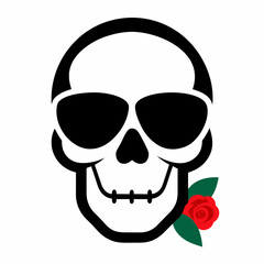 Skull, Sunglasses, and Rose Vector Art