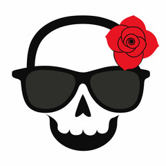 Skull, Sunglasses, and Rose Vector Art