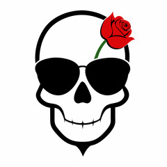 Skull, Sunglasses, and Rose Vector Art