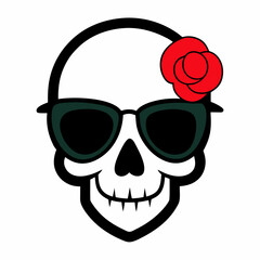 Skull, Sunglasses, and Rose Vector Art