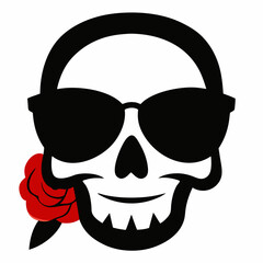 Skull, Sunglasses, and Rose Vector Art