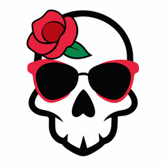 Skull, Sunglasses, and Rose Vector Art