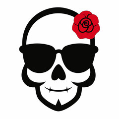 Skull, Sunglasses, and Rose Vector Art