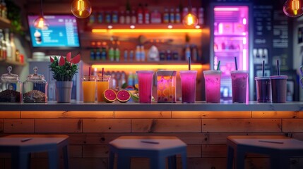Fresh Fruit Smoothies at a Modern Bar