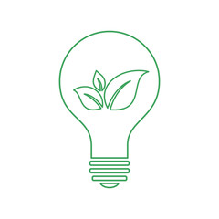 Light bulb with green leaves symbolizing eco-friendly energy concept