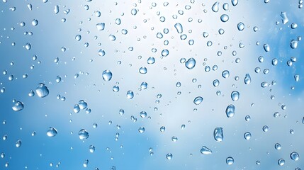 Water Drops, Rain, Dew on Blue Background, Abstract Image, Texture, Pattern, Wallpaper, Cover and Screen of Smartphone, PC, Laptop, 9:16 and 16:9 Format
