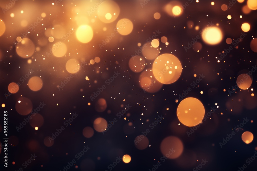 Poster a mesmerizing display of shimmering golden bokeh lights against a dark background creating a magical
