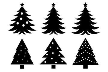 set of christmas trees
