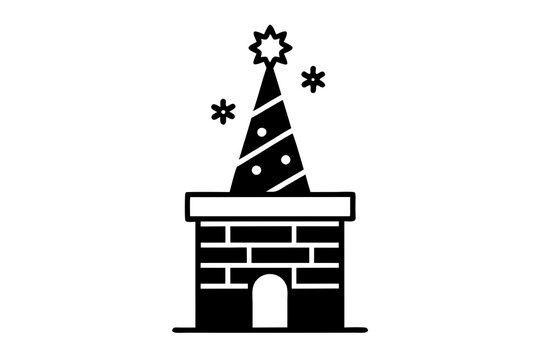 recommend clip art: Christmas Chimney  icon line art simple vector on a white background