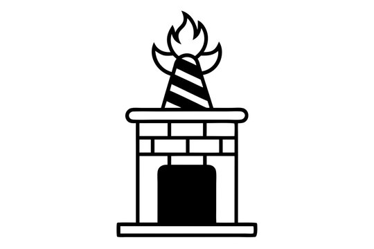 recommend clip art: "Christmas Chimney " icon line art simple vector on a white background