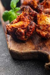 chicken wings BBQ fried grill poultry fresh meal food snack on the table copy space food background rustic top view