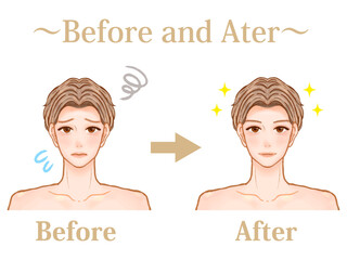 メンズエステで綺麗になったイケメン大人男性のビフォーアフターのイラスト素材