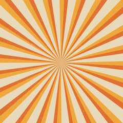 Retro sunburst pattern with orange and cream radial lines
