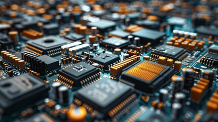 Obraz premium Close-up of electronic circuit board with components