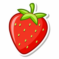 Sticker design with strawberry on a isolated white background (25)