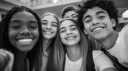 Fototapeta premium Friends' Group Photo at School