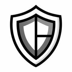 Vector Art Shield Icon on White Background