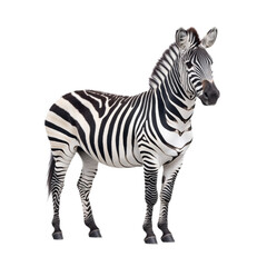 Fototapeta premium Majestic zebra with bold black and transparent stripes standing still isolated on a transparent background 