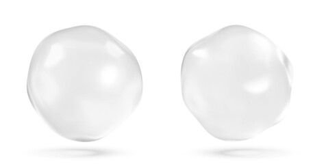 cosmetic moisturizer water molecule, Cosmetic Essence, Liquid bubble, Molecule inside Liquid Bubble on white background.