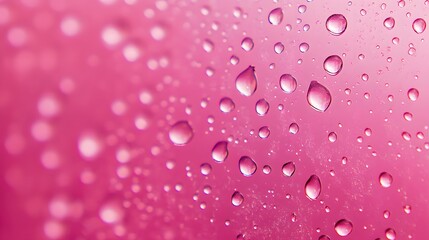 Water Drops, Rain, Dew on Pink Background, Abstract Image, Texture, Pattern, Wallpaper, Cover and Screen for Smartphone, PC, Laptop, 9:16 and 16:9 Format