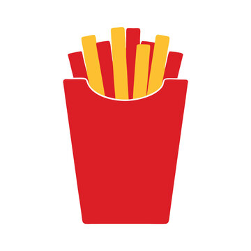 recommend clip art: a French Fries potato fast food in Red Carton Package Box  vector silhouette clipart,  