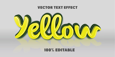 Editable text effect yellow, 3d retro font style