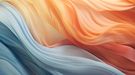  Soft Flowing Gradient Waves in Warm and Cool Colors, Abstract Fabric-Like Design