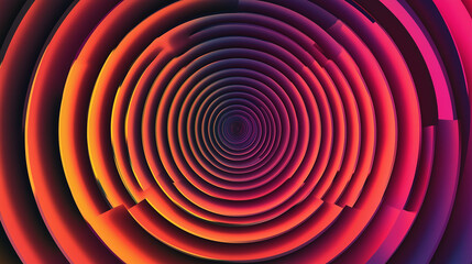 Obraz premium Hypnotic concentric circles in neon colors, abstract tunnel effect, vibrant 3D design