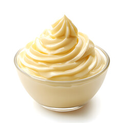 Delicious pudding vanilla dessert isolated on white background