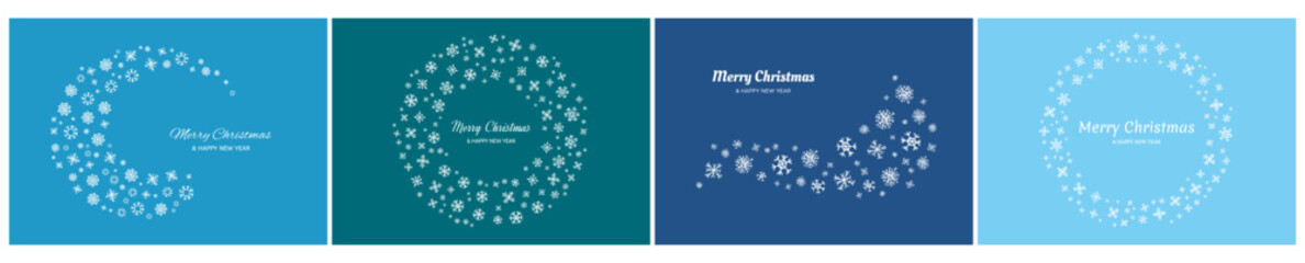 Set of Merry Christmas backgrounds with snowflakes