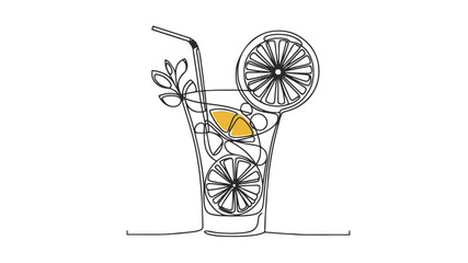 Citrus Cocktail line art vector