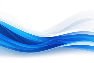 Naklejka premium Elegant abstract blue waves flowing gently across a clean white background, creating a serene visual experience