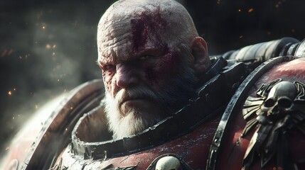 Formidable Space Marine in Futuristic Battle Ready Combat Gear Radiating Steadfast Determination