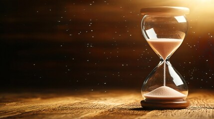 A beautifully lit hourglass showcasing the passage of time, perfect for themes of life, time management, and philosophical reflection.