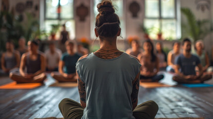 Yoga class in studio