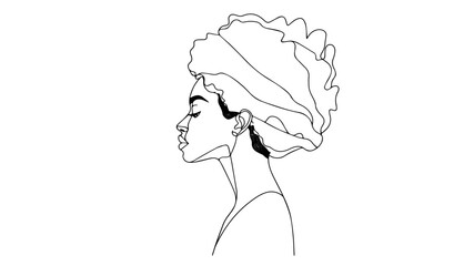black woman profile portrait line art