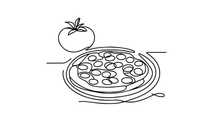 pizza one line drawing vector