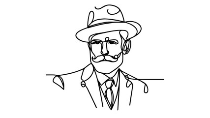 portrait of a Stylish elder man line art vector