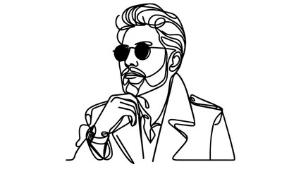 portrait of a Stylish man wearing glasses line art vector