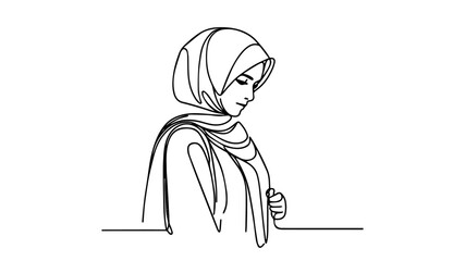 woman in hijab line art portrait 