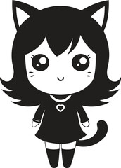 Black cute girl silhouette vector art illustration, cute girl silhouette,