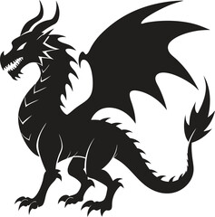 Black Dragon silhouette vector art illustration, Dragon silhouette,