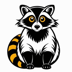 Obraz premium Friendly and charming illustration of a raccoon with striking orange eyes and a bushy tail
