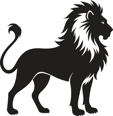 Black Lion silhouette vector art illustration, Lion silhouette,