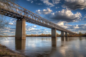 Obraz premium Decatur Alabama. Beautiful Shot of Steamboat Bill Bridge Architecture Across Tennessee River