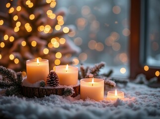 christmas candles and christmas decorations