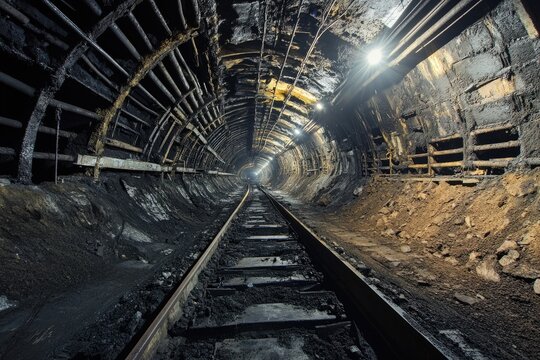 Longwall Coal Mining in Silesia Region, Poland. Industrial Coal Mine Infrastructure in Europe