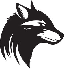 Black Edgy Design Head of Aggressive Wolf